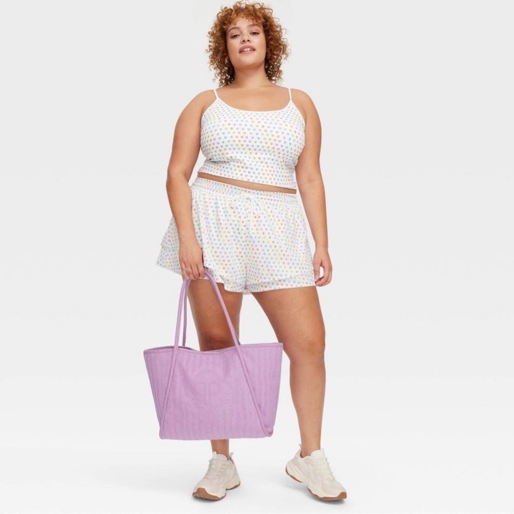 Roller Rabbit x Target Striped Large Terry Beach Tote Bag Lavender - Picture 2 of 4